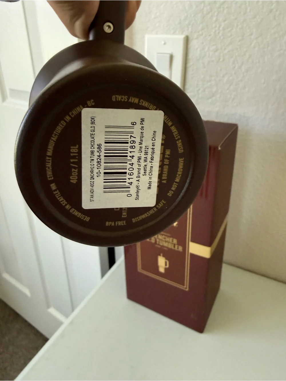 Stanley Brown Tumbler with Gold Logo and Trim